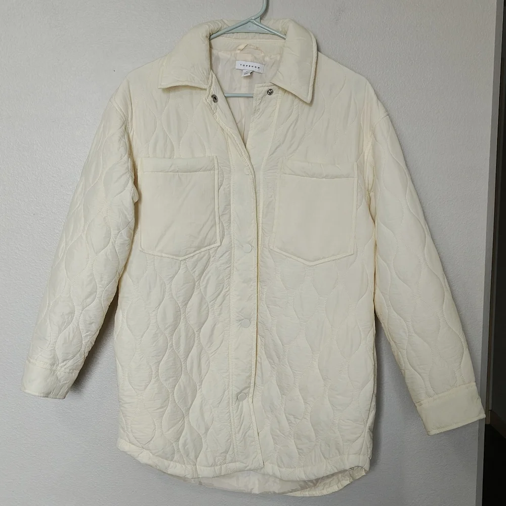 Topshop Quilted Cream Jacket - Picture 3 of 10